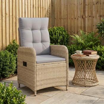 ARDEBO.de - Verstellbarer Gartenstuhl Beige und Hellgrau