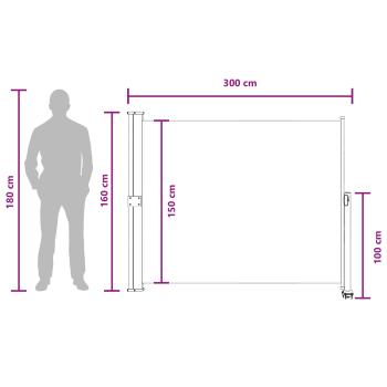 Seitenmarkise 160 x 300 cm 100% Polyester Eisen Stahl