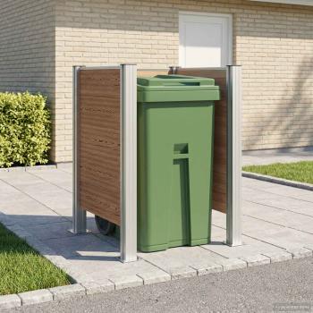 ARDEBO.de - Mülltonnenzaun Braun 85 x 85 x 115 cm Aluminium und WPC