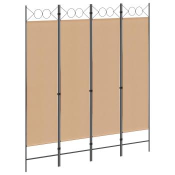 ARDEBO.de - 4-teiliger Raumteiler Beige 160 x 180 cm Stoff