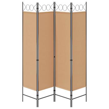 4-teiliger Raumteiler Beige 160 x 180 cm Stoff