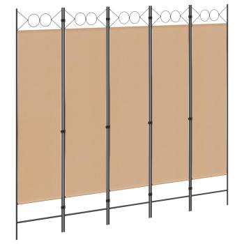 ARDEBO.de - 5-teiliger Raumteiler Beige 200 x 180 cm Stoff