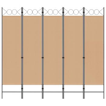 5-teiliger Raumteiler Beige 200 x 180 cm Stoff