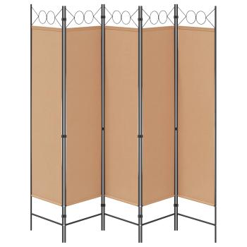 5-teiliger Raumteiler Beige 200 x 180 cm Stoff