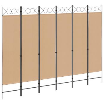ARDEBO.de - 6-teiliger Raumtrenner Beige 240 x 180 cm Stoff