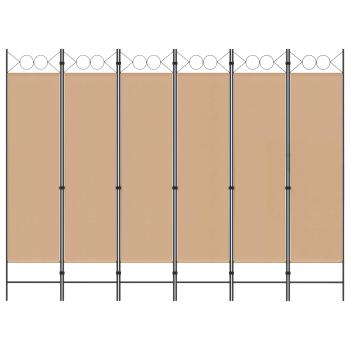 6-teiliger Raumtrenner Beige 240 x 180 cm Stoff