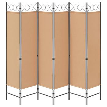 6-teiliger Raumtrenner Beige 240 x 180 cm Stoff
