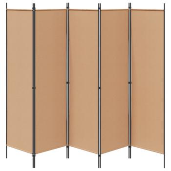 5-teiliger Raumteiler Beige 250 x 180 cm Stoff