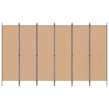 6-teiliger Raumtrenner Beige 300 x 180 cm Stoff