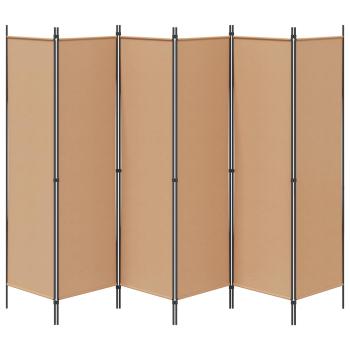 6-teiliger Raumtrenner Beige 300 x 180 cm Stoff