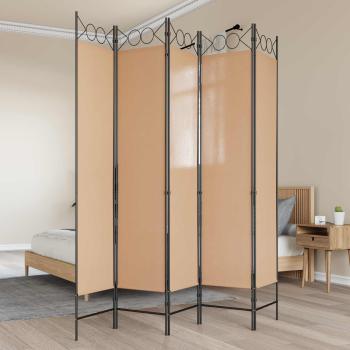 ARDEBO.de - 5-teiliger Raumteiler Beige 200 x 200 cm Stoff