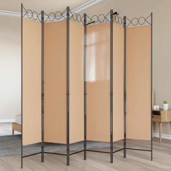 ARDEBO.de - 6-teiliger Raumtrenner Beige 240 x 200 cm Stoff