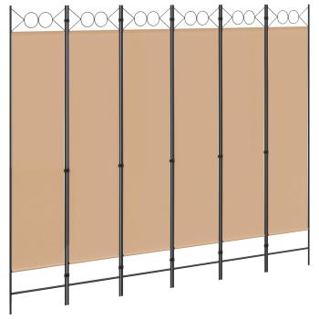 6-teiliger Raumtrenner Beige 240 x 200 cm Stoff