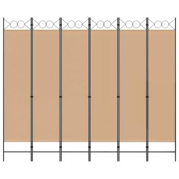 6-teiliger Raumtrenner Beige 240 x 200 cm Stoff
