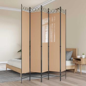 ARDEBO.de - 5-teiliger Raumteiler Beige 200 x 220 cm Stoff
