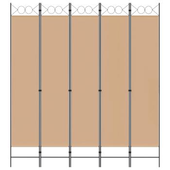 5-teiliger Raumteiler Beige 200 x 220 cm Stoff