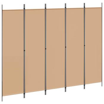 5-teiliger Raumteiler Beige 250 x 200 cm Stoff