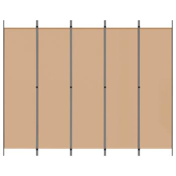 5-teiliger Raumteiler Beige 250 x 200 cm Stoff
