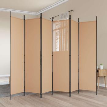 ARDEBO.de - 6-teiliger Raumtrenner Beige 300 x 200 cm Stoff