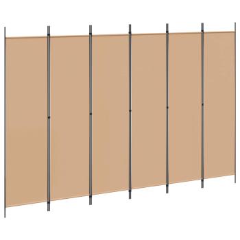 6-teiliger Raumtrenner Beige 300 x 200 cm Stoff