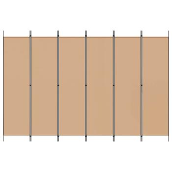 6-teiliger Raumtrenner Beige 300 x 200 cm Stoff