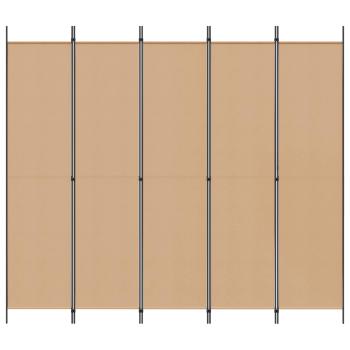 5-teiliger Raumteiler Beige 250 x 220 cm Stoff