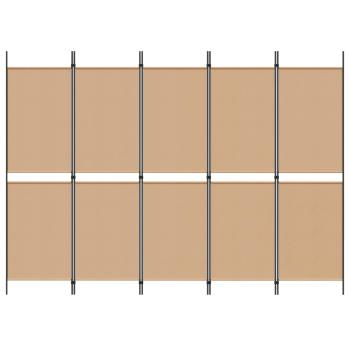 5-teiliger Raumteiler Beige 250 x 180 cm Stoff