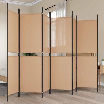 ARDEBO.de - 6-teiliger Raumtrenner Beige 300 x 180 cm Stoff