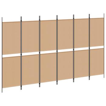 6-teiliger Raumtrenner Beige 300 x 180 cm Stoff