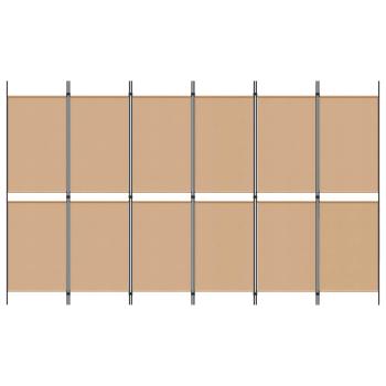 6-teiliger Raumtrenner Beige 300 x 180 cm Stoff