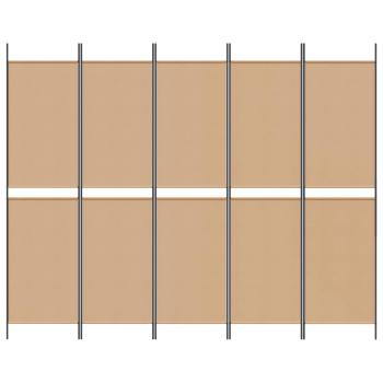 5-Panel Raumteiler Beige 250 x 200 cm Stoff