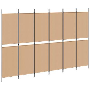 6-teiliger Raumtrenner Beige 300 x 200 cm Stoff