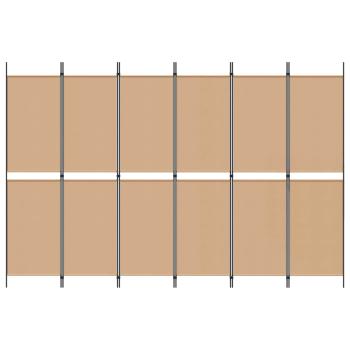 6-teiliger Raumtrenner Beige 300 x 200 cm Stoff