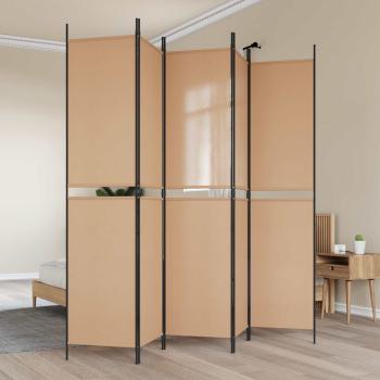 ARDEBO.de - 5-teiliger Raumteiler Beige 250 x 220 cm Stoff