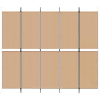5-teiliger Raumteiler Beige 250 x 220 cm Stoff
