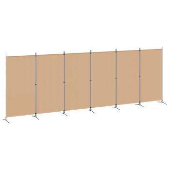 6-teiliger Raumtrenner Beige 520 x 180 cm Stoff