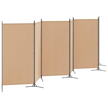 6-teiliger Raumtrenner Beige 520 x 180 cm Stoff
