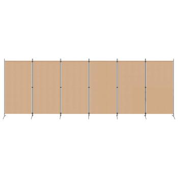 6-teiliger Raumtrenner Beige 520 x 180 cm Stoff