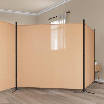 ARDEBO.de - 4-teiliger Raumteiler Beige 525 x 180 cm Stoff