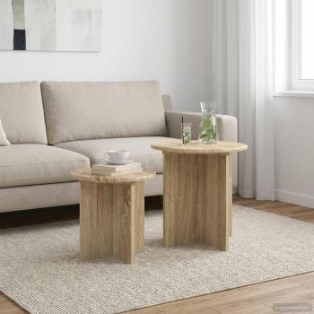 ARDEBO.de - Beistelltisch-Set 2 stk. Sonoma-Eiche Ø 45 x 45 cm