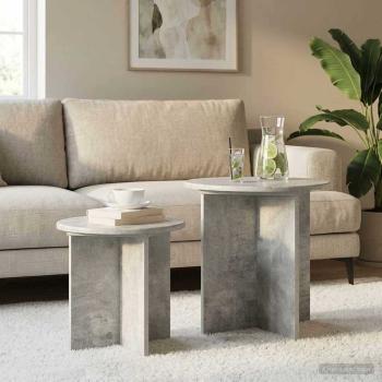 ARDEBO.de - Beistelltisch-Set 2 stk. Betongrau Ø 45 x 45 cm Holzwerkstoff