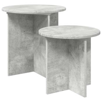 Beistelltisch-Set 2 stk. Betongrau Ø 45 x 45 cm Holzwerkstoff