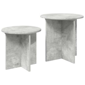 Beistelltisch-Set 2 stk. Betongrau Ø 45 x 45 cm Holzwerkstoff