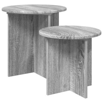 Beistelltisch-Set 2 stk. Graues Sonoma Ø 45 x 45 cm