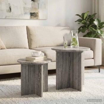 Beistelltisch-Set 2 stk. Graues Sonoma Ø 45 x 45 cm