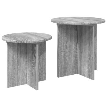 Beistelltisch-Set 2 stk. Graues Sonoma Ø 45 x 45 cm