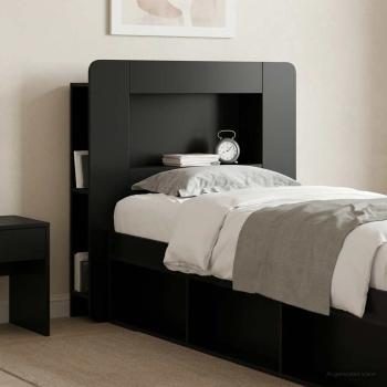 Kopfteil-Schrank mit Speicher Schwarz Holzwerkstoff