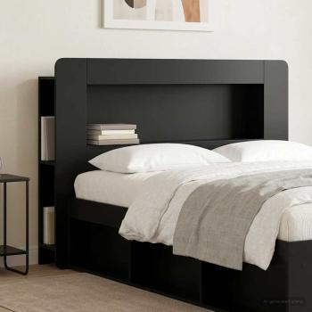 Kopfteil-Schrank mit Speicher Schwarz Holzwerkstoff