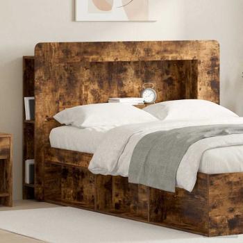 Kopfteil-Schrank mit Speicher Geräucherte Eiche Holzwerkstoff