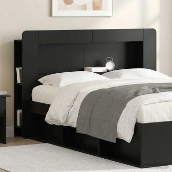 Kopfteil-Schrank mit Speicher Schwarz Holzwerkstoff